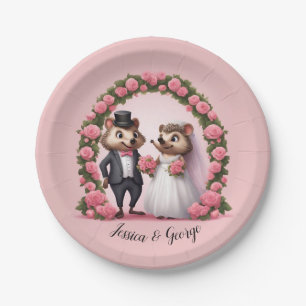 Niedliche Igel Braut und Groom Hochzeitspapier Tel Pappteller