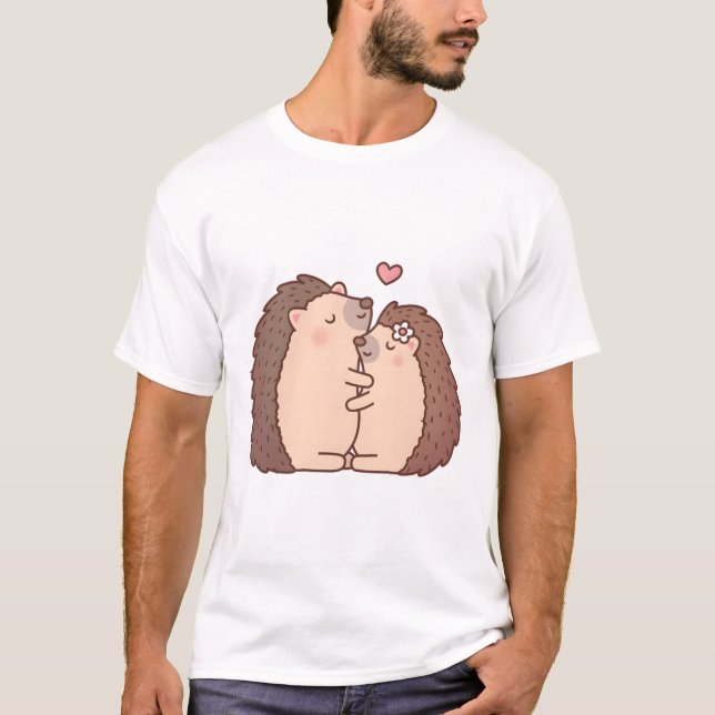 Niedliche Igel in der Liebe T-Shirt (Vorderseite)