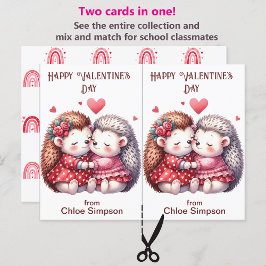 Niedliche Igel Kid's Valentine-Klassenkarte Postkarte
