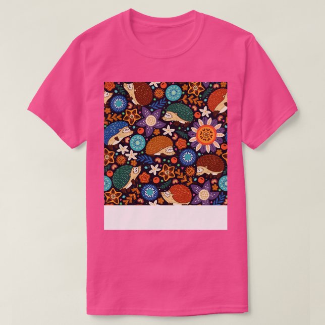 Niedliche Igel und Blumen T-Shirt (Design vorne)