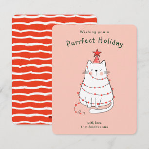 Niedliche Illustration Cat Holiday Card Feiertagskarte