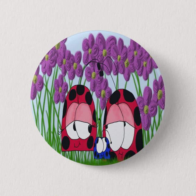 Niedliche Illustration der Familie Ladybug Button (Vorderseite)