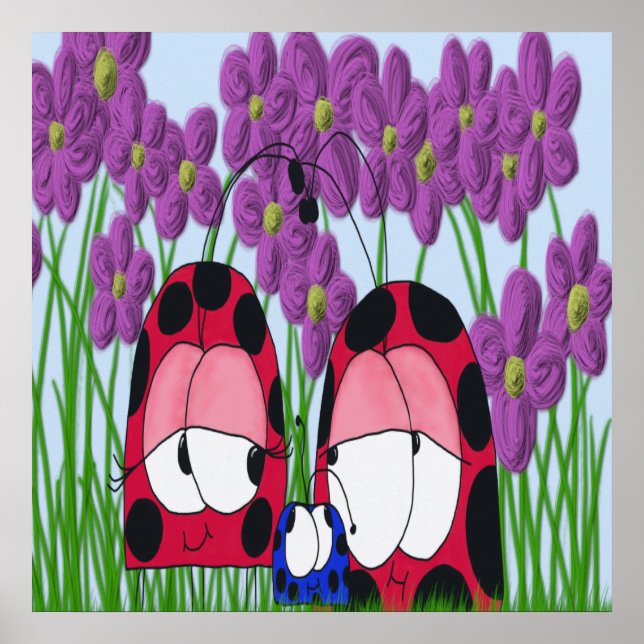 Niedliche Illustration der Familie Ladybug Poster (Vorne)
