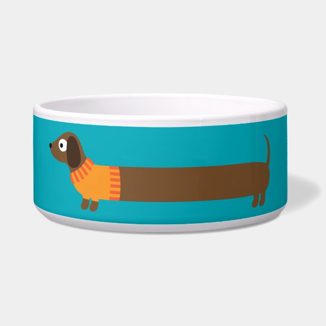 Niedliche Illustration der langen Dackel Napf (Vorderseite)