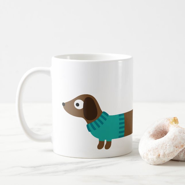 Niedliche Illustration der langen Dackel Tasse (Mit Donut)