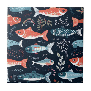 Niedliche Illustration der Marine Fliese