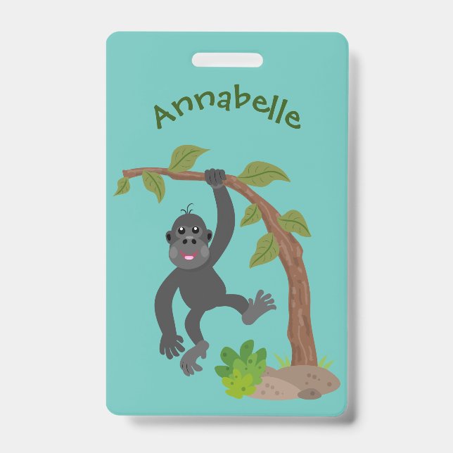 Niedliche Illustration des Baby Gorilla Cartoon Ausweis (Vorderseite)