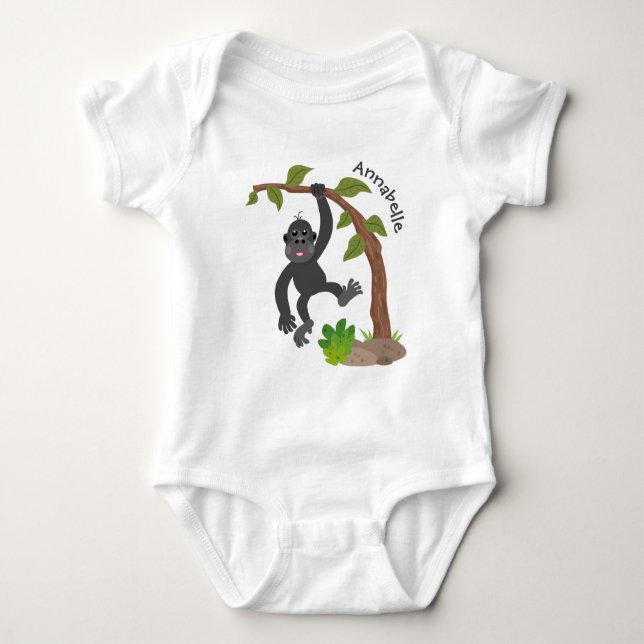 Niedliche Illustration des Baby Gorilla Cartoon Baby Strampler (Vorderseite)