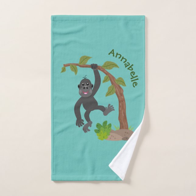 Niedliche Illustration des Baby Gorilla Cartoon Badhandtuch Set (Handtuch)