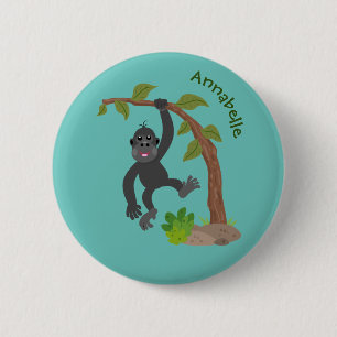 Niedliche Illustration des Baby Gorilla Cartoon Button