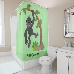 Niedliche Illustration des Baby Gorilla Cartoon Duschvorhang