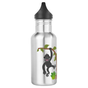 Niedliche Illustration des Baby Gorilla Cartoon Edelstahlflasche