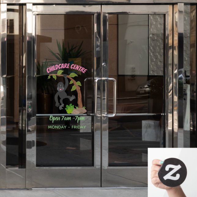 Niedliche Illustration des Baby Gorilla Cartoon Fensteraufkleber (Büro Tür)