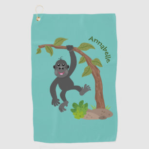 Niedliche Illustration des Baby Gorilla Cartoon Golfhandtuch