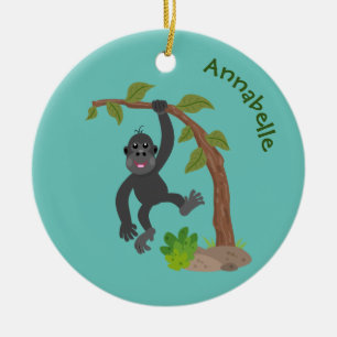 Niedliche Illustration des Baby Gorilla Cartoon Keramik Ornament