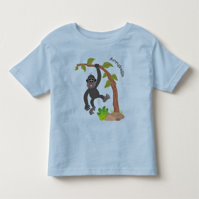Niedliche Illustration des Baby Gorilla Cartoon Kleinkind T-shirt (Vorderseite)