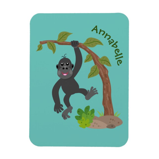 Niedliche Illustration des Baby Gorilla Cartoon Magnet (Vertikal)