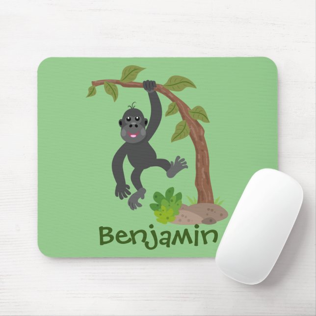 Niedliche Illustration des Baby Gorilla Cartoon Mousepad (Mit Mouse)