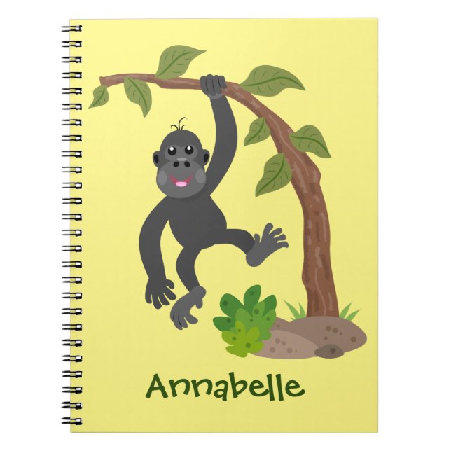 Niedliche Illustration des Baby Gorilla Cartoon Notizblock (Vorderseite)