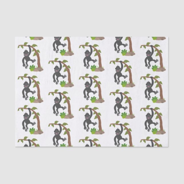 Niedliche Illustration des Baby Gorilla Cartoon Seidenpapier (Vorderseite)