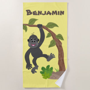 Niedliche Illustration des Baby Gorilla Cartoon Strandtuch