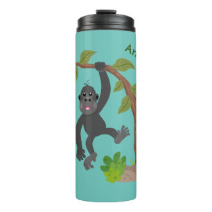 Niedliche Illustration des Baby Gorilla Cartoon Thermosbecher