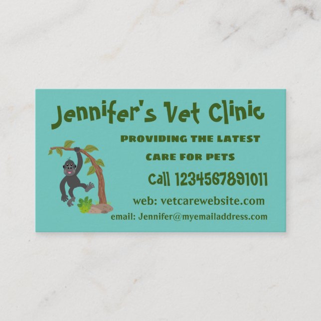 Niedliche Illustration des Baby Gorilla Cartoon Visitenkarte (Vorderseite)