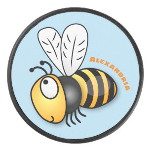 Niedliche Illustration des beglückten Cartoon Eishockey Puck