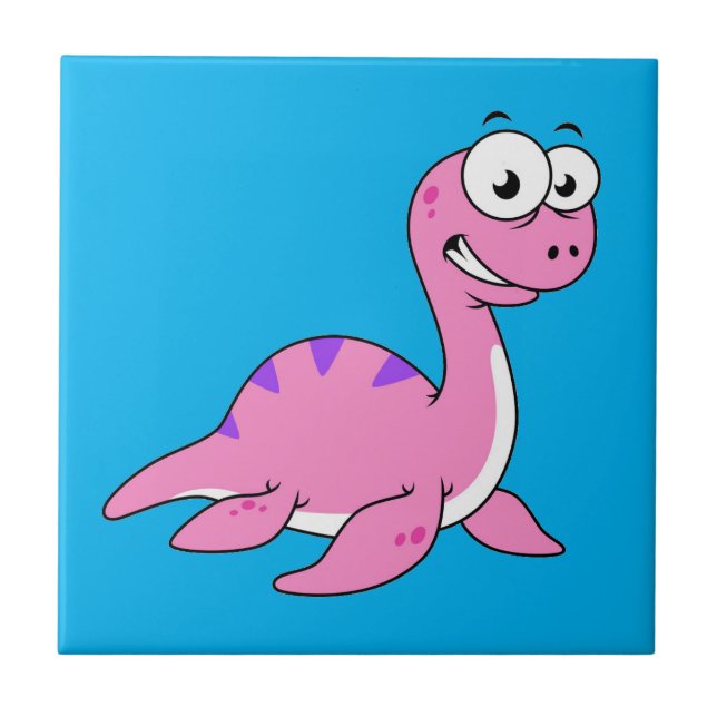 Niedliche Illustration des Loch Ness Monsters. Fliese (Vorderseite)