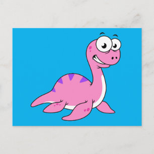 Niedliche Illustration des Loch Ness Monsters. Postkarte