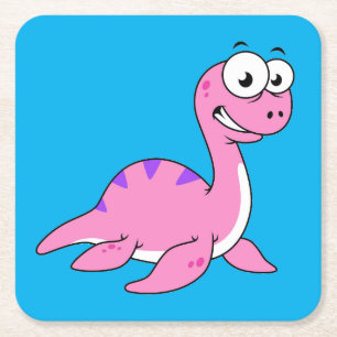 Niedliche Illustration des Loch Ness Monsters. Rechteckiger Pappuntersetzer