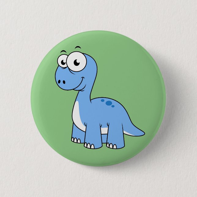 Niedliche Illustration eines Brontosaurus. Button (Vorderseite)