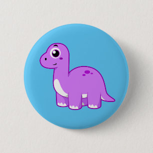 Niedliche Illustration eines Brontosaurus Dinosaur Button