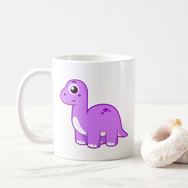 Niedliche Illustration eines Brontosaurus Dinosaur Kaffeetasse (Mit Donut)