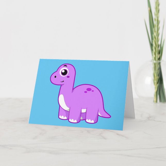 Niedliche Illustration eines Brontosaurus Dinosaur Karte (Vorderseite)
