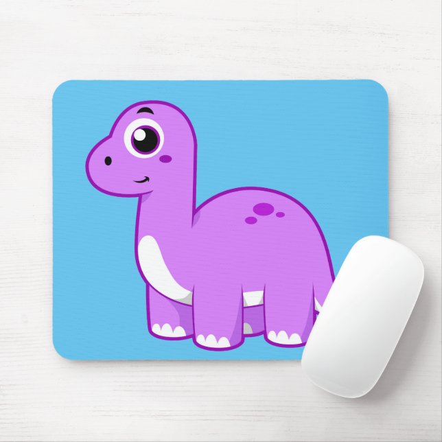 Niedliche Illustration eines Brontosaurus Dinosaur Mousepad (Mit Mouse)