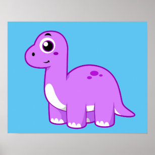 Niedliche Illustration eines Brontosaurus Dinosaur Poster