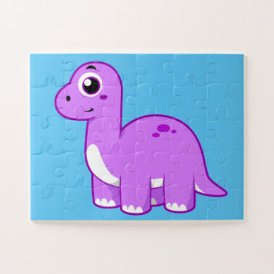 Niedliche Illustration eines Brontosaurus Dinosaur Puzzle