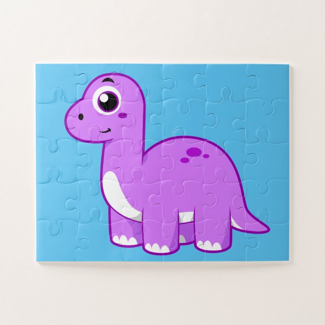 Niedliche Illustration eines Brontosaurus Dinosaur Puzzle (Horizontal)