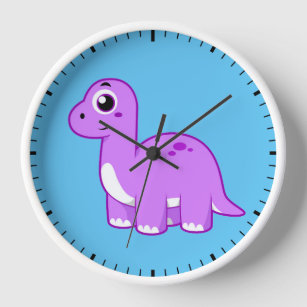 Niedliche Illustration eines Brontosaurus Dinosaur Uhr