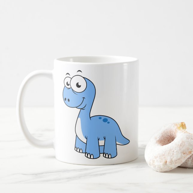 Niedliche Illustration eines Brontosaurus. Kaffeetasse (Mit Donut)