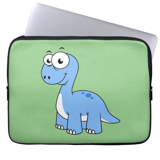 Niedliche Illustration eines Brontosaurus. Laptopschutzhülle (Vorderseite)
