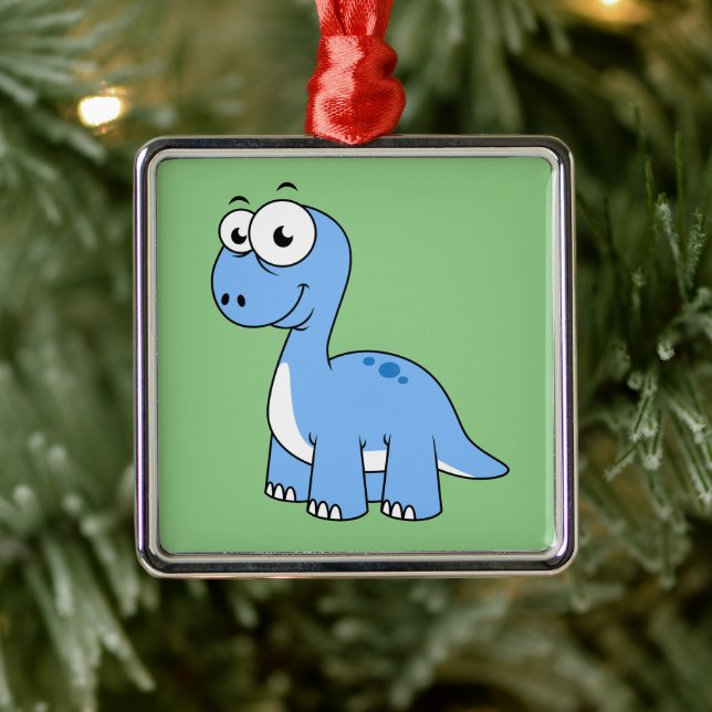 Niedliche Illustration eines Brontosaurus. Ornament Aus Metall (Baum)