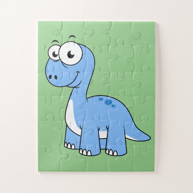 Niedliche Illustration eines Brontosaurus. Puzzle (Vertikal)