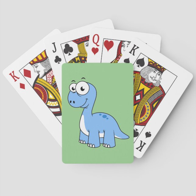 Niedliche Illustration eines Brontosaurus. Spielkarten (Rückseite)