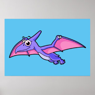 Niedliche Illustration eines fliegenden Pterodakty Poster
