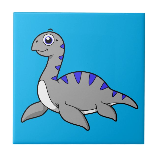 Niedliche Illustration eines Loch Ness Monsters. Fliese (Vorderseite)