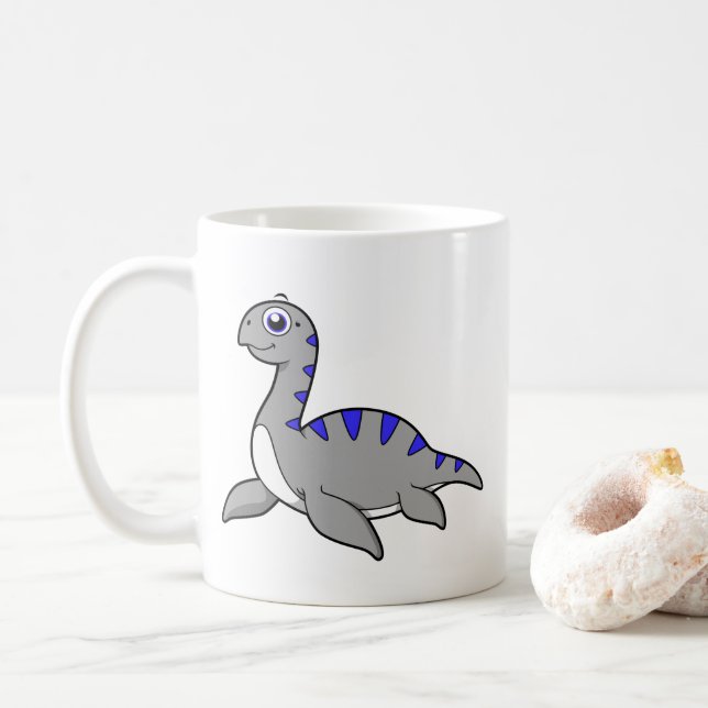 Niedliche Illustration eines Loch Ness Monsters. Kaffeetasse (Mit Donut)