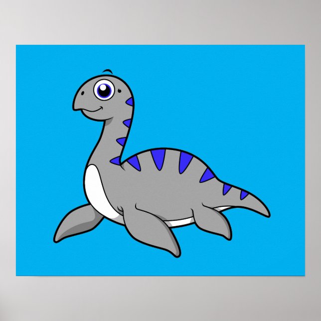 Niedliche Illustration eines Loch Ness Monsters. Poster (Vorne)