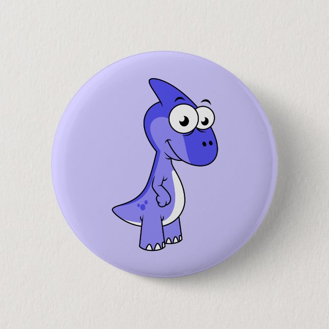 Niedliche Illustration eines Parasaurolophus Dinos Button (Vorderseite)